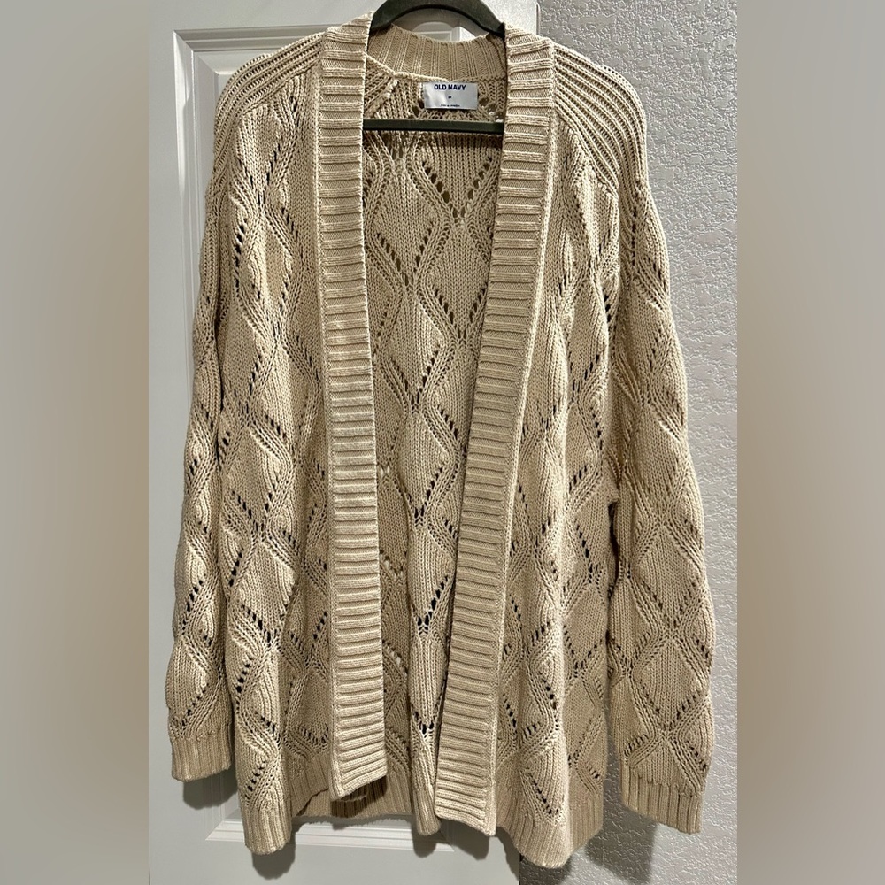 Old Navy Women's Cream Open-Knit Cardigan